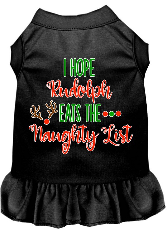 Hope Rudolph Eats Naughty List Screen Print Dog Dress Black XXXL